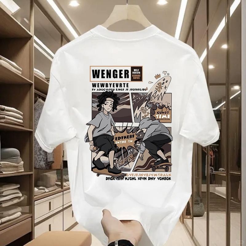 Y-T【จัดส่งจากประเทศไทย】 เสื้อยืดโอเวอร์ไซส์ลาย DEUNTUNเสื้อผ้าฝ้าย,สวมใส่สบายไม่ต้องรีดคอกลม,สไตล์เกาหลีเรียบง่าย