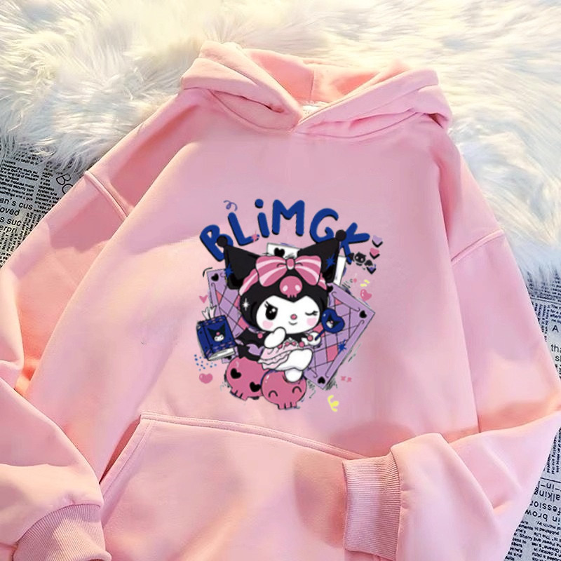 เสื้อกันหนาว Hooded Kuromi แขนยาว สำหรับเด็กผู้หญิงวัย 2-14 ปี