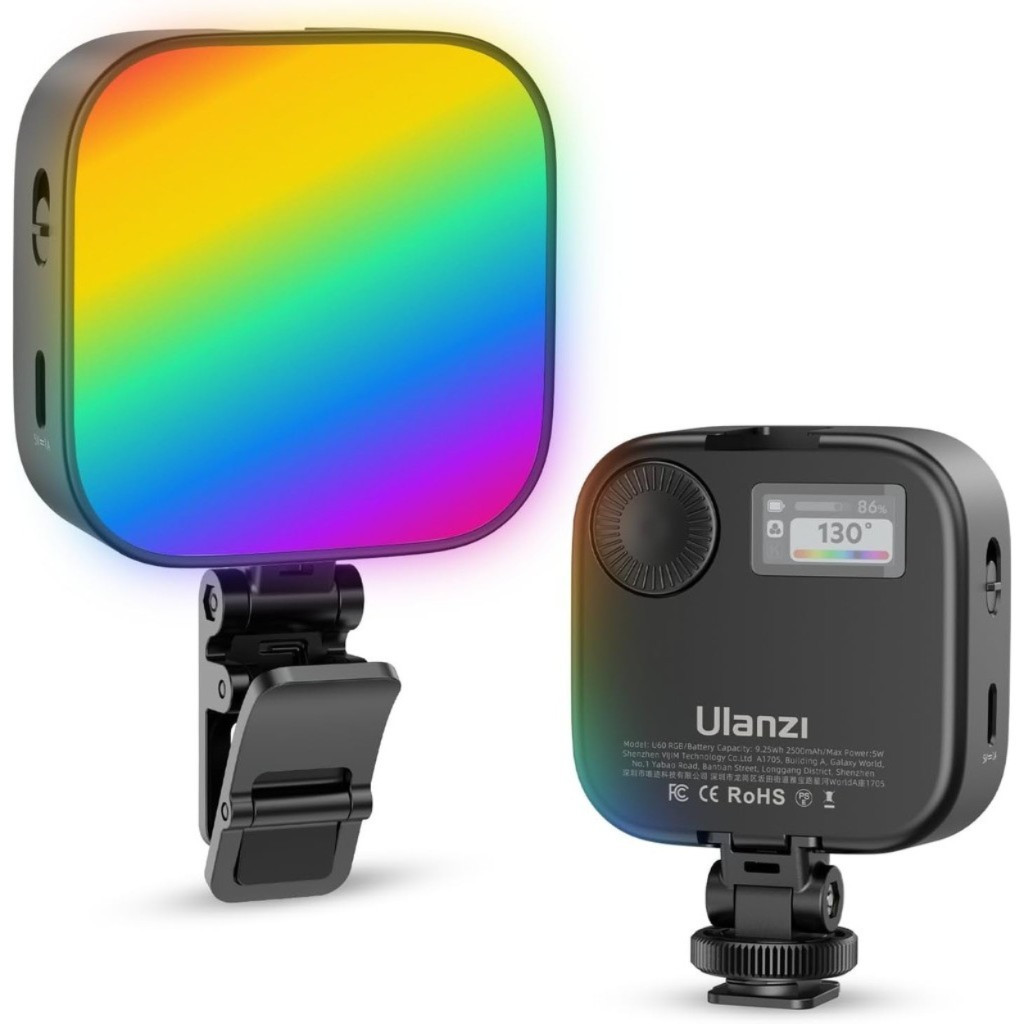 Ulanzi U60 RGB Video Light BK/WH ไฟ MINI RGB ปรับสีได้ถึง 72 สี มีแบตในตัว มาพร้อมที่หนีบสมาร์ทโฟน