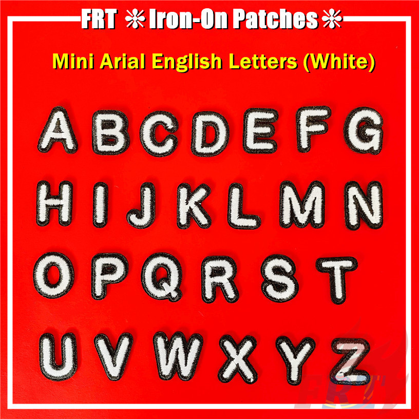 Mini Arial English Letters (สีขาว) Iron-on Patch 1 ชิ้นตัวอักษร DIY เหล็กบนเย็บป้ายแพทช์ตกแต่งผ้า