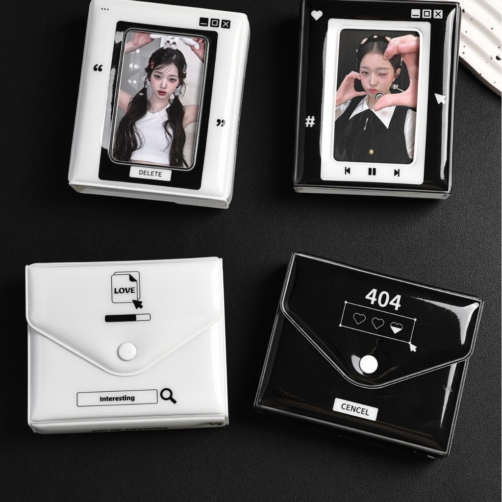 สีดําสีขาวเว็บซองจดหมายผู้ถือบัตร Photocard อัลบั้ม 3 นิ้วการ์ดขนาดเล็ก Organizer Idol Photo Collection