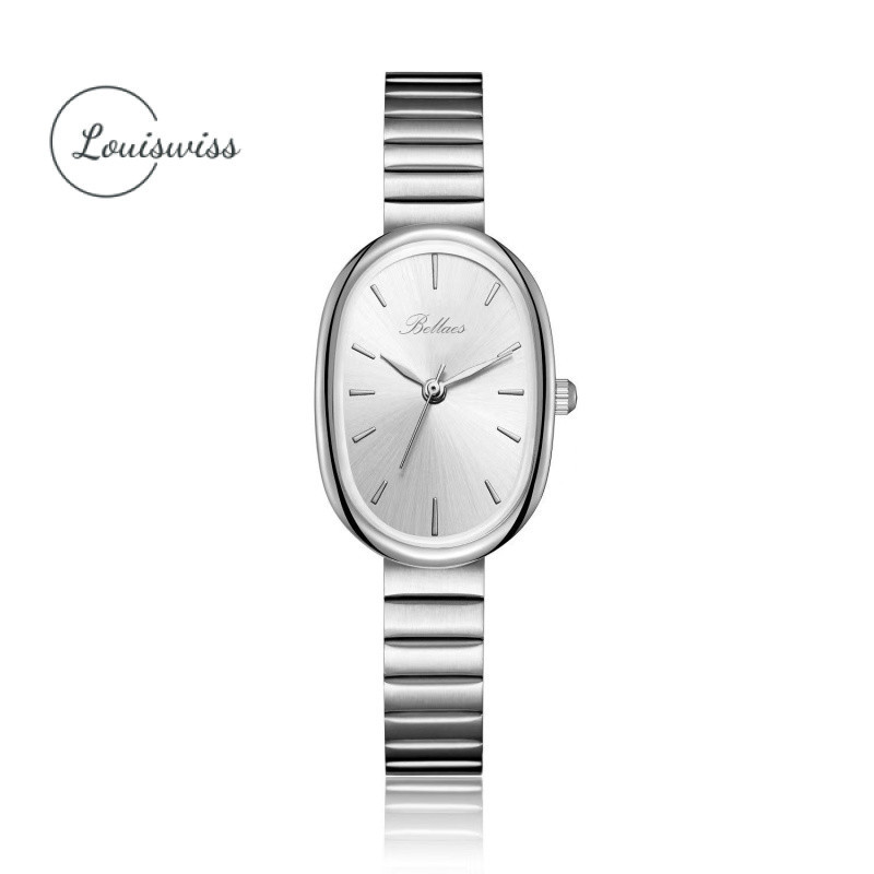 หลุยส์วิส นาฬิกาผู้หญิงขนาดเล็กสไตล์เกาหลีสีเงินสีทองวงรี