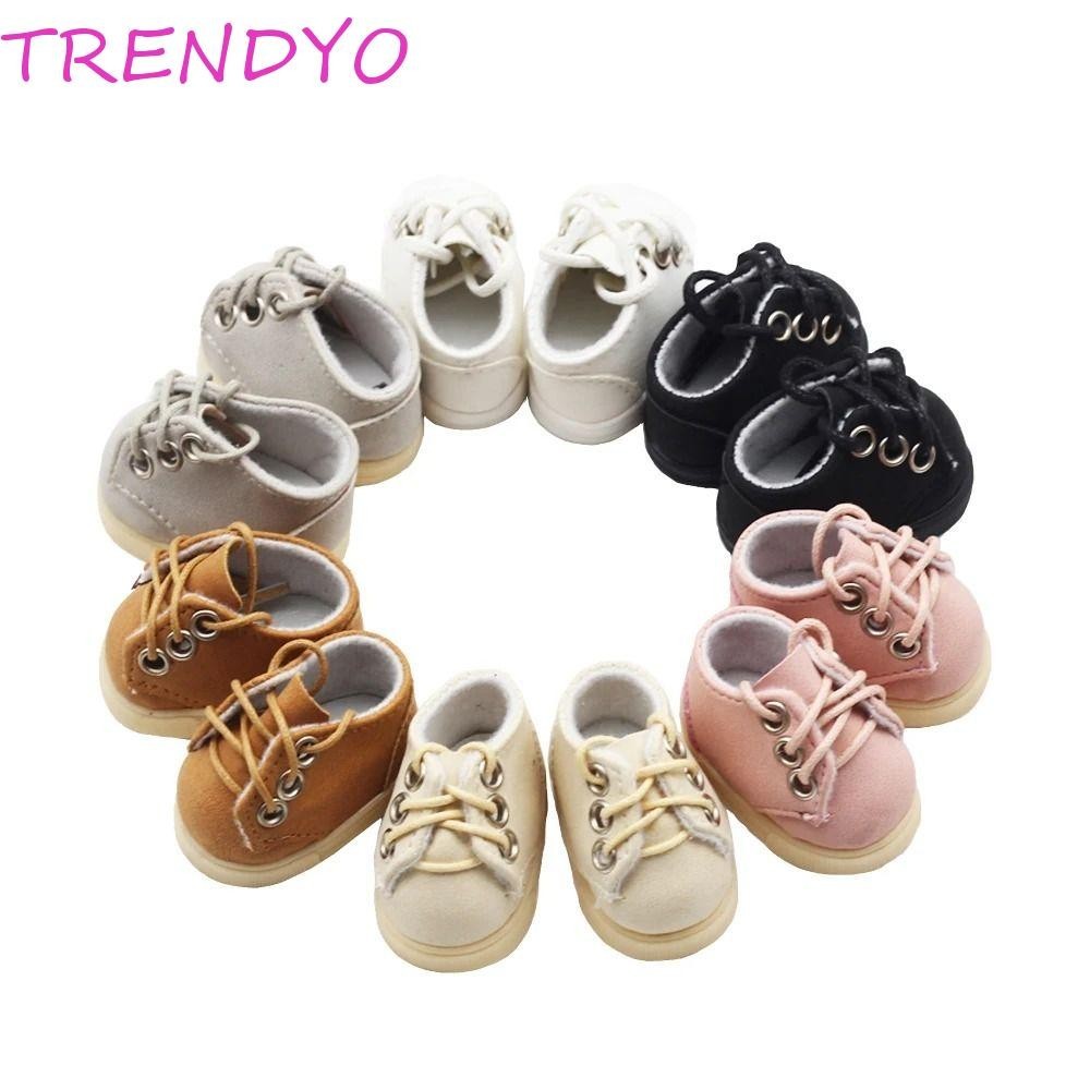 Trendyo 1 คู่ตุ๊กตามินิกีฬารองเท้า,รองเท้าผ้าใบ PU Labubu ตุ๊กตารองเท้าหนัง,ตุ๊กตากีฬาสวมใส่รองเท้าสบายๆ 4.8*2.8 ซม.การ์ตูนตุ๊กตาเสื้อผ้ารองเท้า DIY ตุ๊กตาของเล่น
