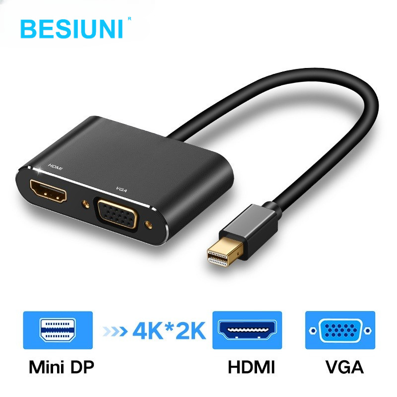 อะแดปเตอร์สายเคเบิ้ล Mini DP Displayport Thunderbolt 4k*2k HDMI VGA 2 in 1 สําหรับ Mac MacBook Pro Air