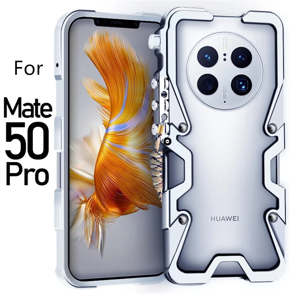 กันกระแทกกันชนโลหะสําหรับ Huawei Mate 60 Pro + 40 50 Pro กรณีหรูหรา Alunimun ฝาครอบ Funda สําหรับ Huawei Mate 40 50 60 ฿กรณี