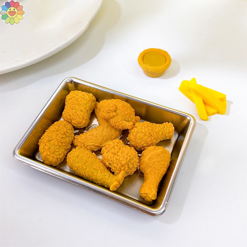 Gogo 1/12 ตุ๊กตาไก่ทอด Burger Fries เครื่องดื่มชุดตุ๊กตาอาหารตกแต่งตุ๊กตาเครื่องใช้ในบ้านแกล้งทําเป็นเล่นของเล่น TH