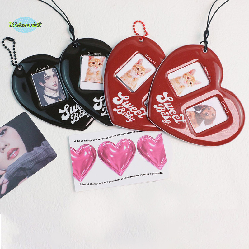 [ยินดีต้อนรับ] Love Heart Idol Photo Sleeves Pendant Card Holder Photocards Film Protector Photo Pocket NEW