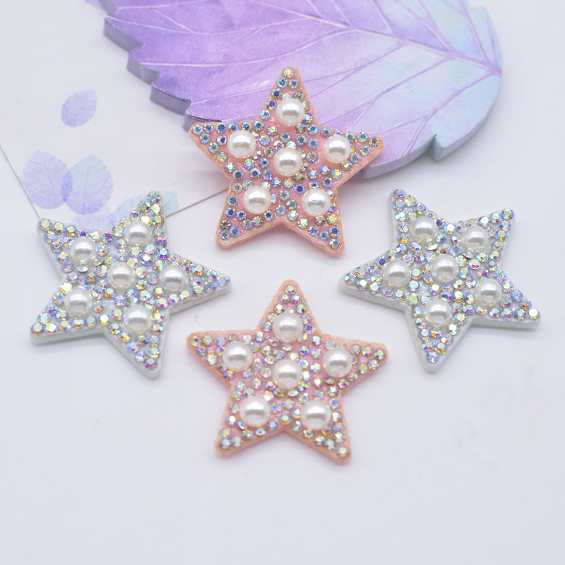 10 ชิ้น 35 มิลลิเมตร Bing Star Pearl แพทช์ Party ตกแต่งบ้านผมวัสดุ Rhinestone แพทช์เย็บ DIY หัตถกรรมอุปกรณ์เสริม