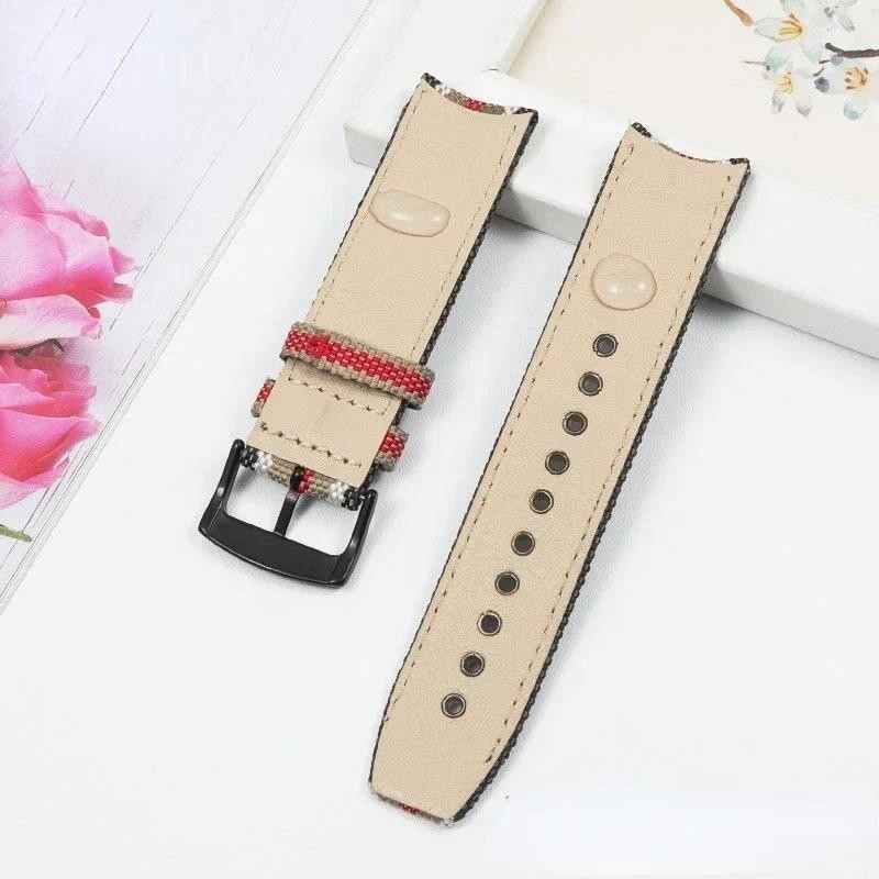 สายรัดไนลอนสําหรับ Burberry Bu7600 7680 กันน้ําเหงื่อหลักฐานลายหนังผ้าใบ Watchband อุปกรณ์เสริม 22 มม.สายรัดข้อมือ