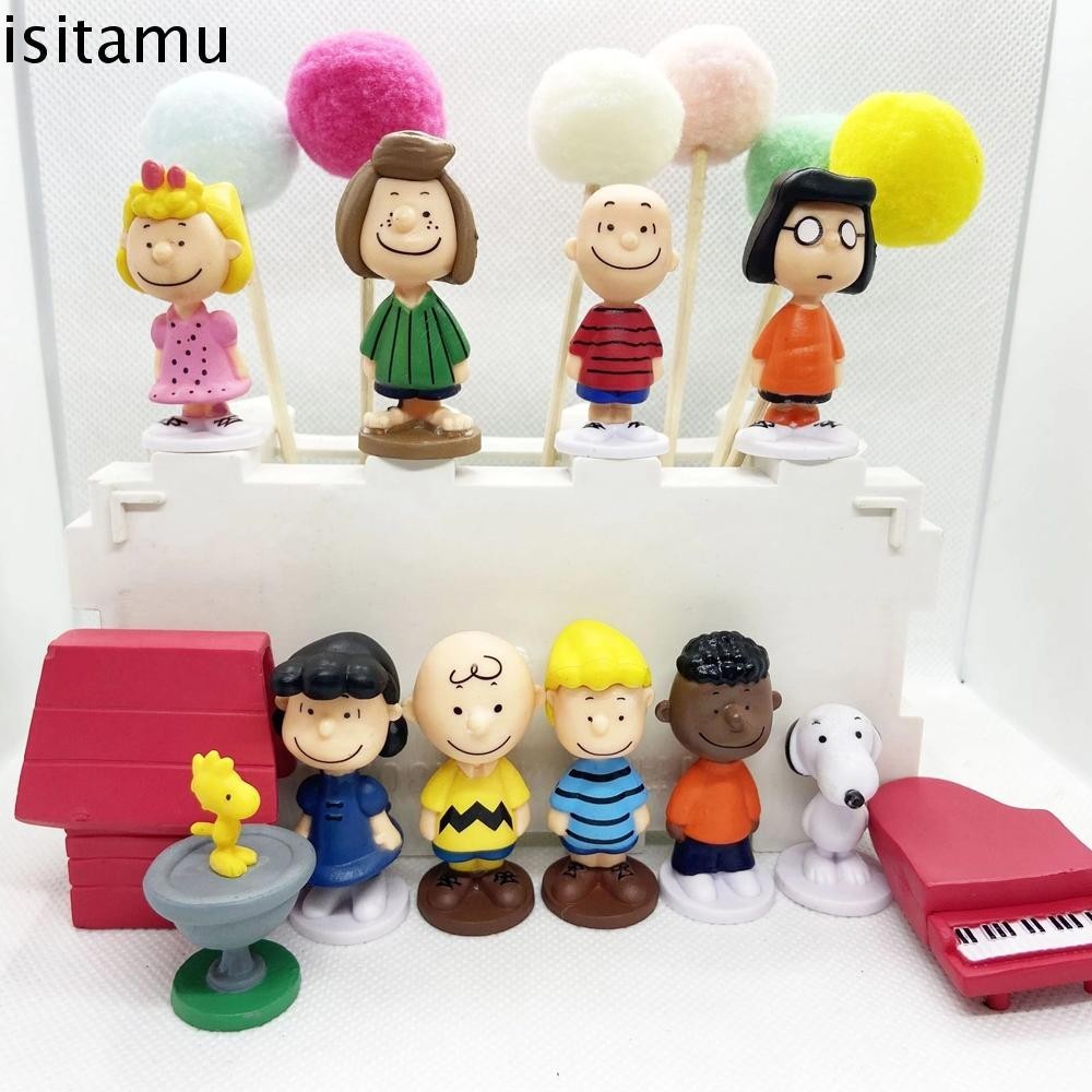 Isitaft Snoopy Dolls Collection Car Doll Ornament รุ่น Q เค้กตกแต่งเด็กของขวัญโมเดลของเล่น
