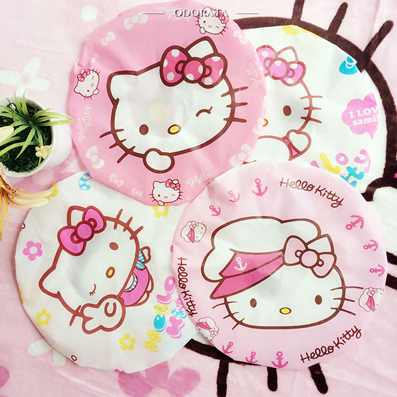 {odorata} Sanrio Hello Kitty หมวกอาบน้ําสําหรับผู้ใหญ่ขนาดใหญ่หนา Melody Wash Care Cap หมวกอาบน้ําหมวกกันน้ําอุปกรณ์อาบน้ําใหม่