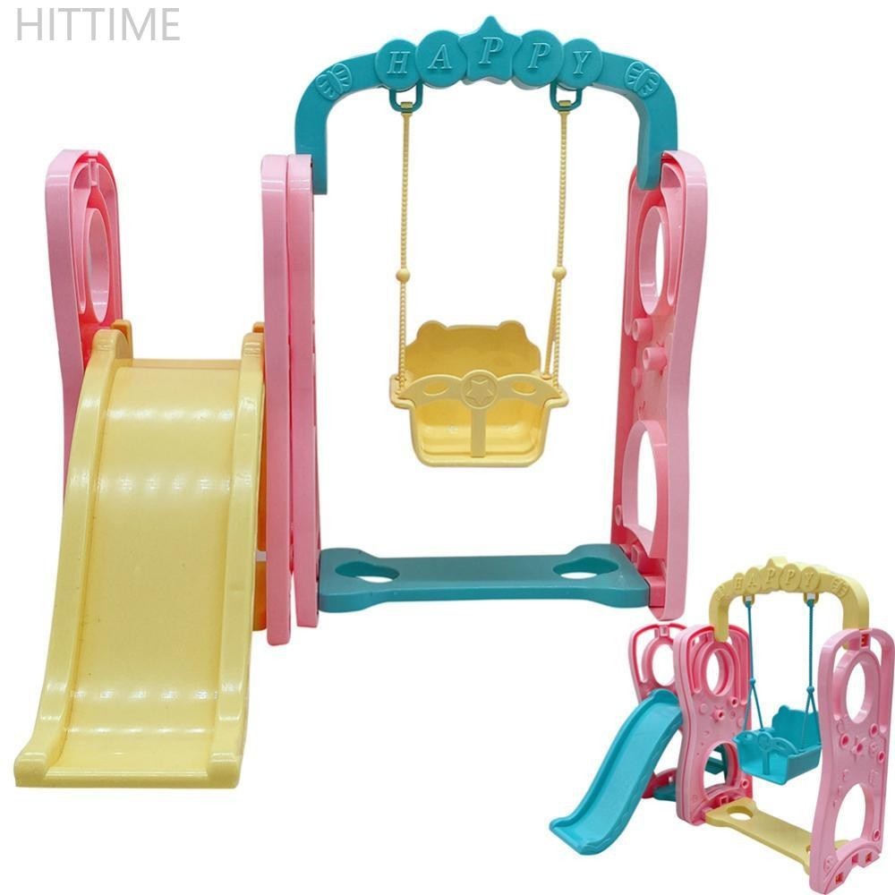 Hittime Macaron สี Swing & Slippery สไลด์ชุดสําหรับตุ๊กตาเด็กเด็กเล่นของเล่นสาวอุปกรณ์เสริม N2X7