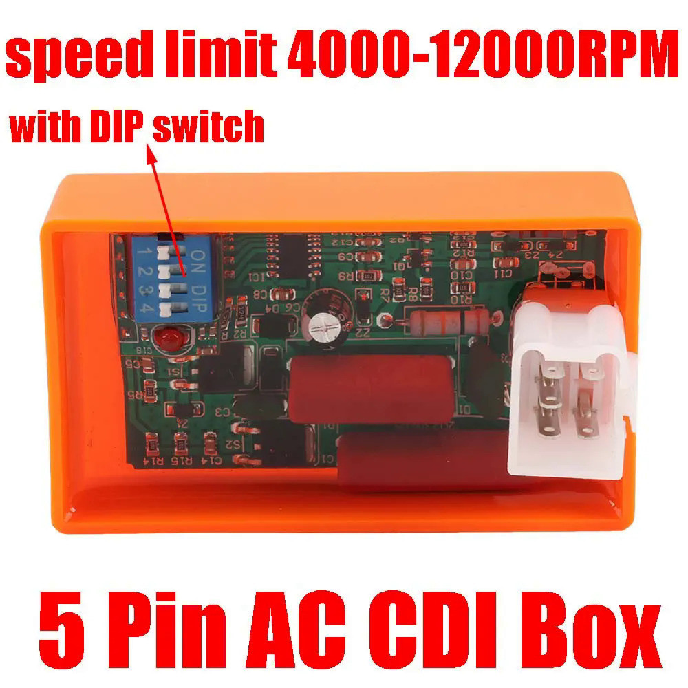 กล่อง AC CDI 5 Pin พร้อมสวิตช์ลิมิตความเร็ว DIP 4000-12000 สําหรับรถแข่ง WAVE100 YX140 YX160