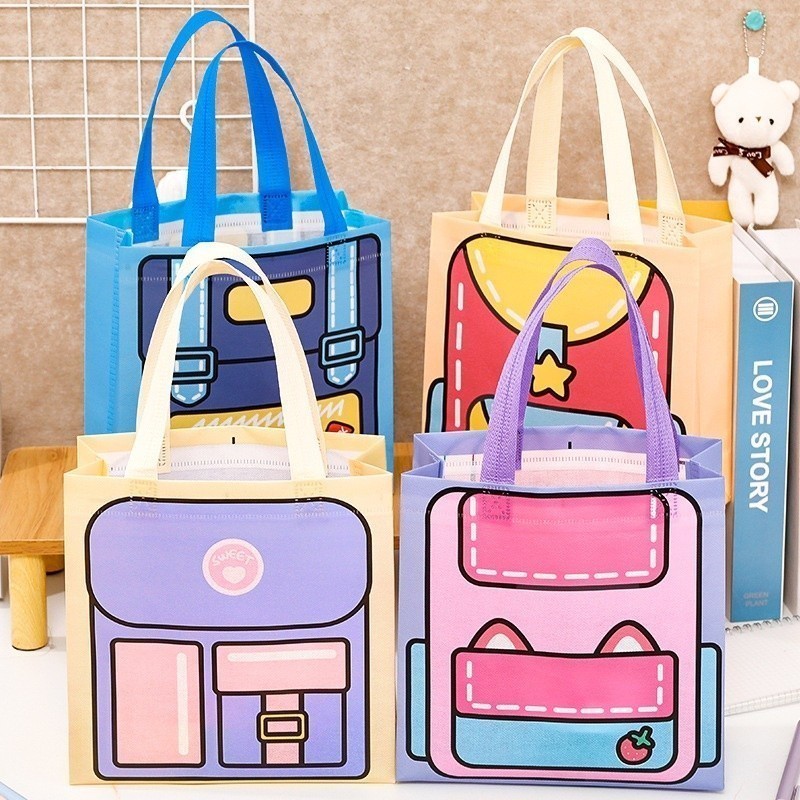 Am bag กระเป๋าถือ ใส่อาหารและกล่องข้าว ไทย🇹🇭ถุงซิปก้นตั้งลายการ์ตูน ถุงใส่ขนมของชำร่วย สามารถใส่อุปกรณ์ไปโรงเรียนได้