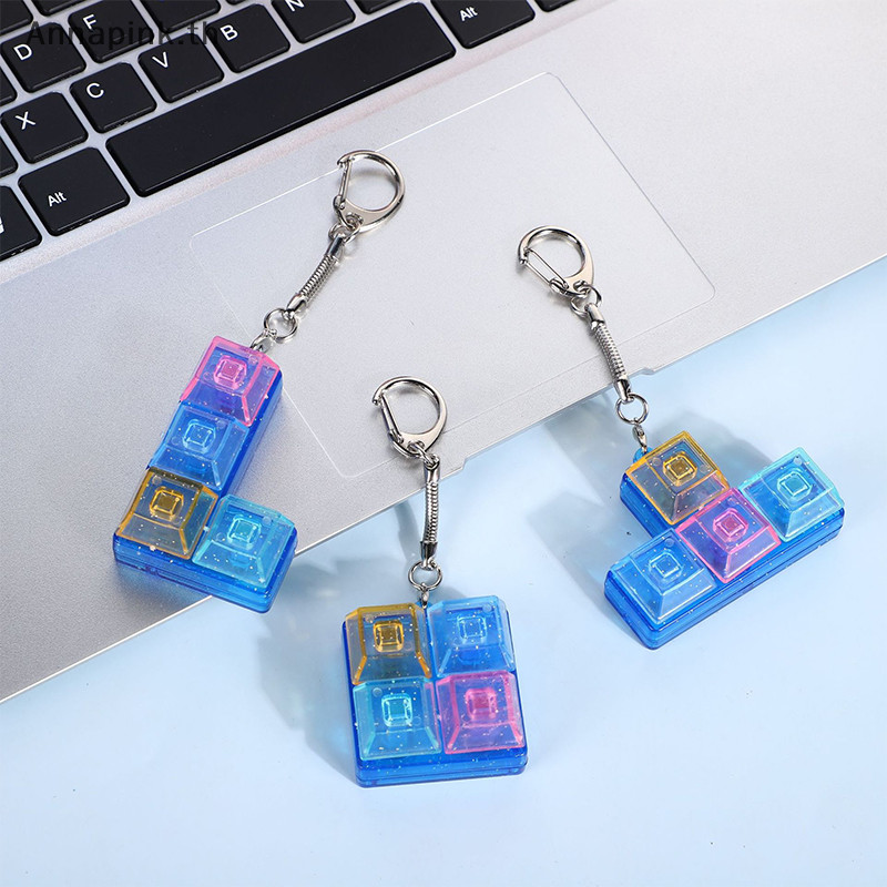Annapink.th 1PC Finger Keyboard Caps Prop คีย์บอร์ดคีย์ของเล่นความเครียดบรรเทา DIY ปุ่ม Keycap Fidget พวงกุญแจคีย์บอร์ดพวงกุญแจของเล่น EN