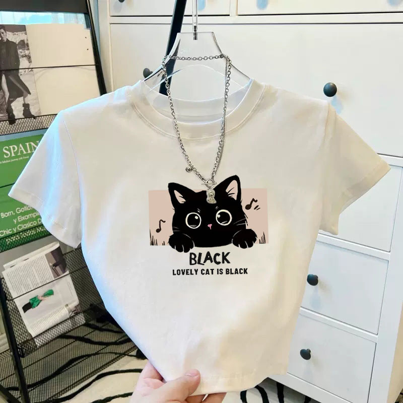 COD✅ (กรุงเทพจัดส่งสินค้า)BOOM Shop baby tee เสื้อเบบี้ทีลายวน เสื้อครอปท็อป แขนสั้น พิมพ์ลายหัวจ#2130