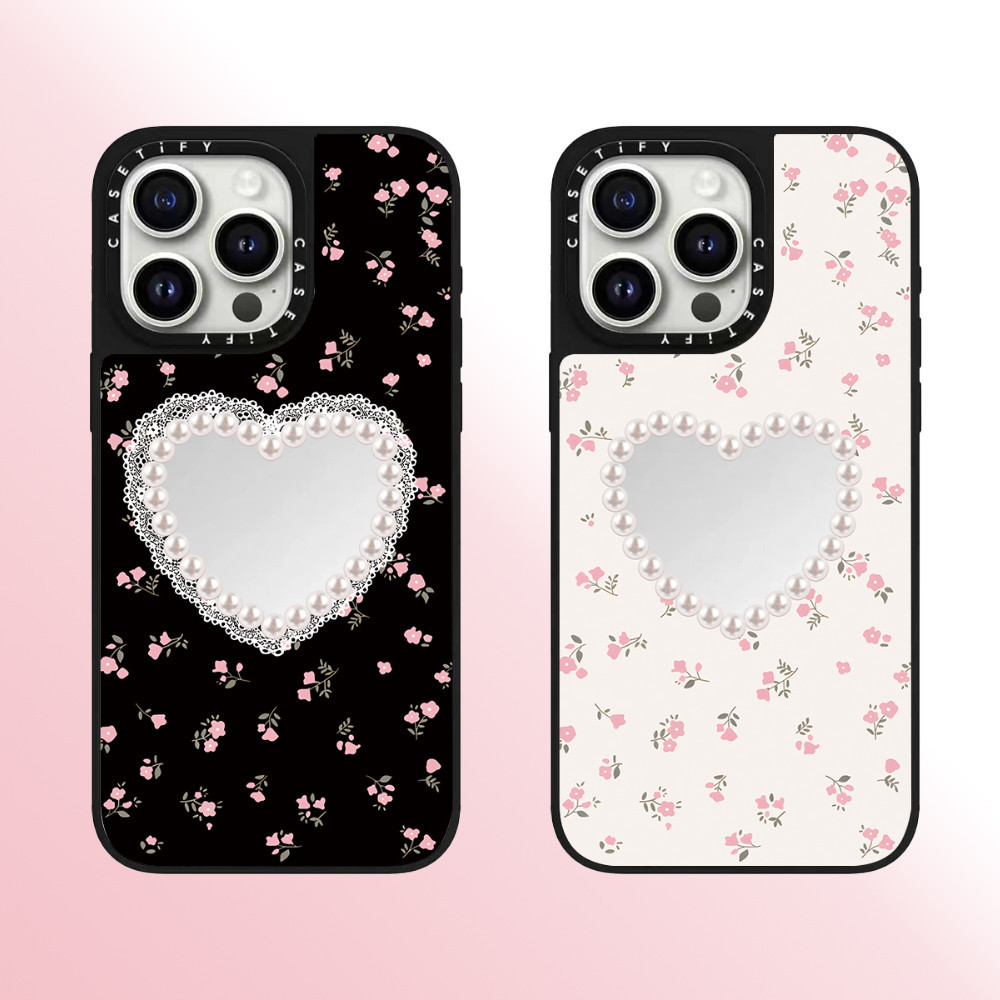 Casetify เคสโทรศัพท์กระจกคุณภาพสูงเหมาะสําหรับ iPhone 15 Pro Max 14 Pro Max 13 Pro Max 15 Pro 14 Pro 13 Pro 12 Pro 12 11 แฟชั่นป้องกันการตกหัวใจมุก