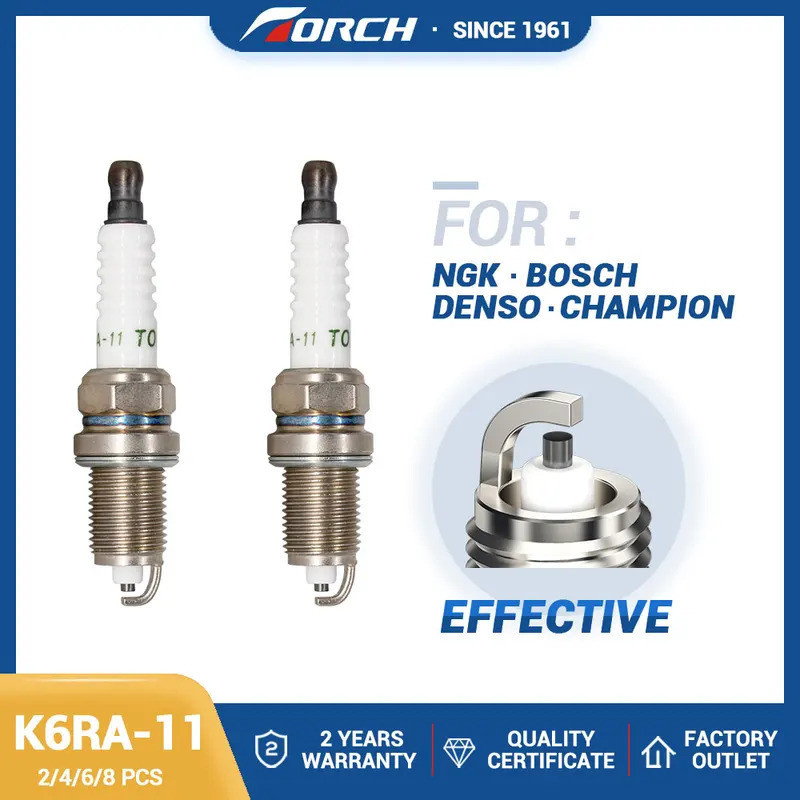 2-8pcs หัวเทียนปกติ K6RA-11 เปลี่ยนสําหรับเทียน 4291 ZFR6F-11 DENSO KJ20CR-U11 KJ206CR-L11 CHAMPION 