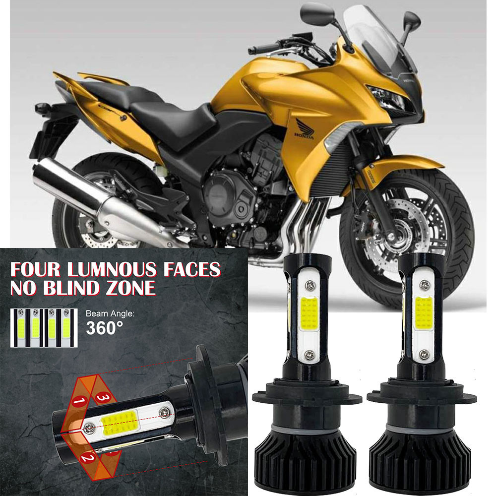 สําหรับ Honda CBF 1000 2006-2023 CBR 500R 2012-2023 2x สีขาว LD V4 หลอดไฟ LED ไฟหน้าชุดแปลง