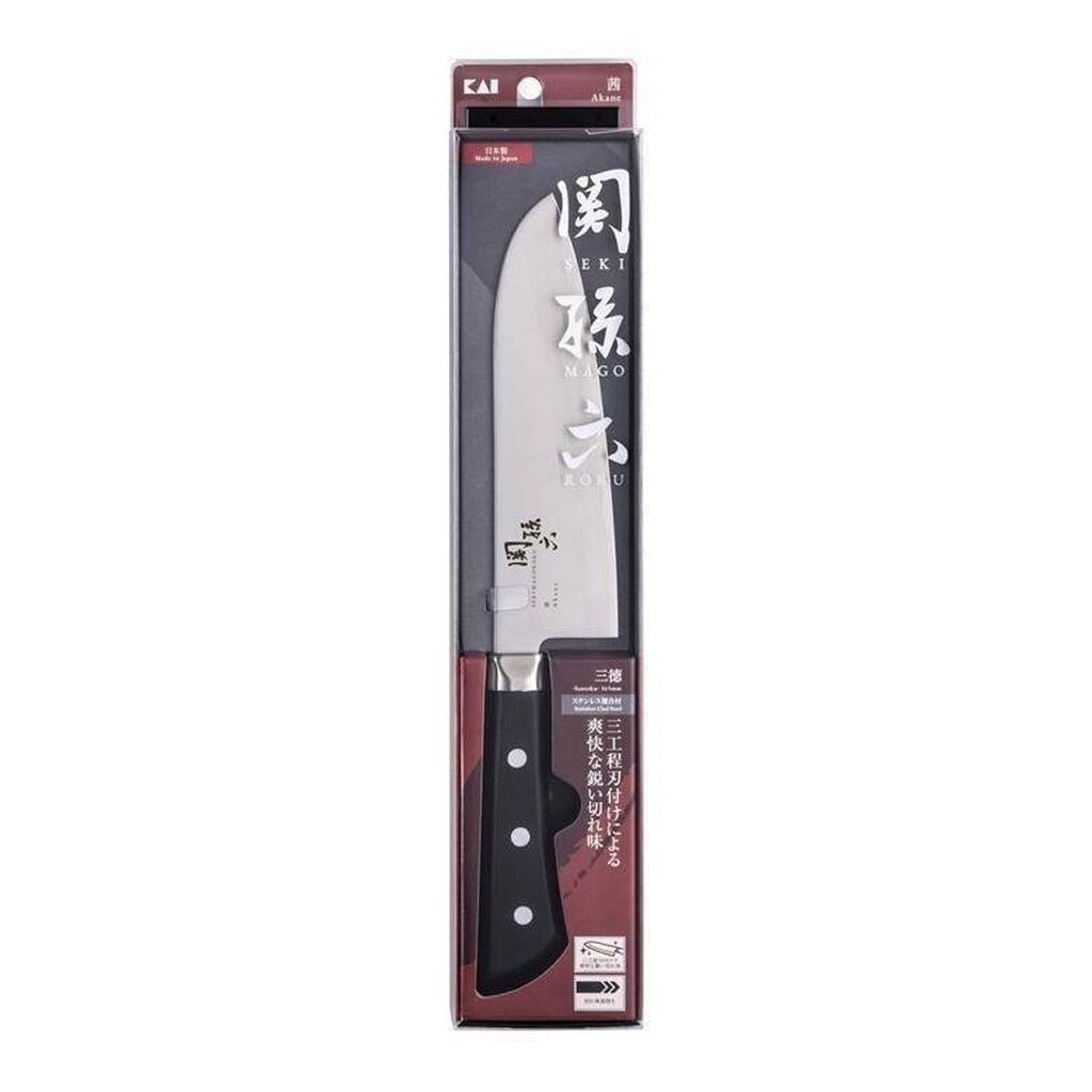 มีดทำครัวผลิตจากสเตนเลสคุณภาพสูง KAI SEKIMAGOROKU Santoku Seki Sonroku Akane 165mm