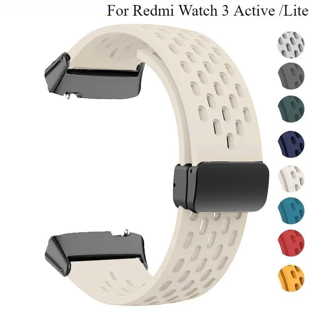 สายซิลิโคนแบบสปอร์ตสําหรับ Xiaomi Redmi Watch 3 Active/ Lite Magnetic D หัวเข็มขัดพับกีฬา 20 มม.สายรัดข้อมือสมาร์ทวอท์ช Correa