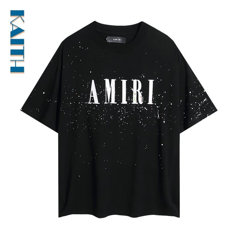 #T9 Streetwear ผ้าฝ้าย Plus ขนาด Vintage คู่ Unisex Crewneck กราฟิก Tee เกาหลียอดนิยม Splash Ink Dot รูปแบบ Monochrome พิมพ์ตัวอักษรเสื้อยืดสําหรับชาย