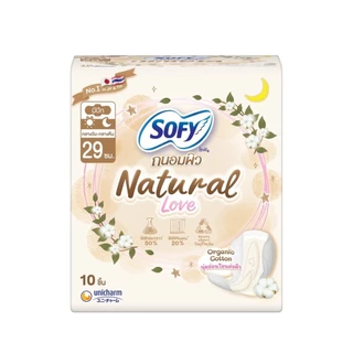 Sofy โซฟี ถนอมผิว เนเชอรัล เลิฟ มีปีก กลางวัน แอนด์ กลางคืน 29 ซม. 10 ชิ้น