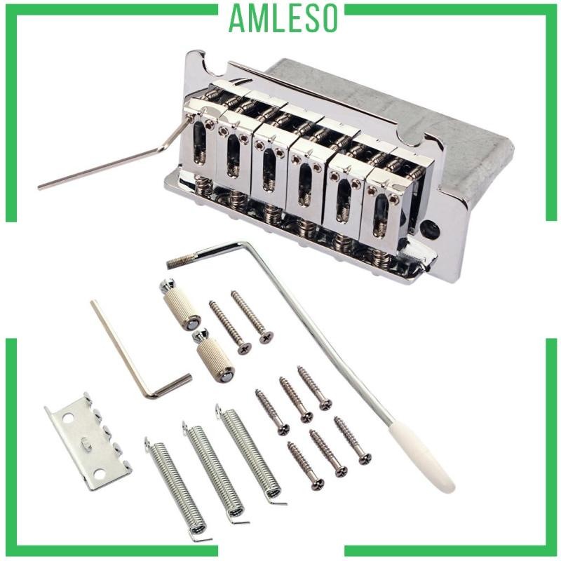 [Amleso] Chrome กีตาร์ไฟฟ้า Tremolo Bridge พร้อมบาร์สําหรับชิ้นส่วนกีตาร์