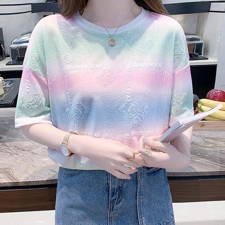 🦄Olivia🦄เสื้อสื้อยืดลายหมีพาสเทล oversize แขนสั้นผู้หญิง #KB12 - รูปที่ 2