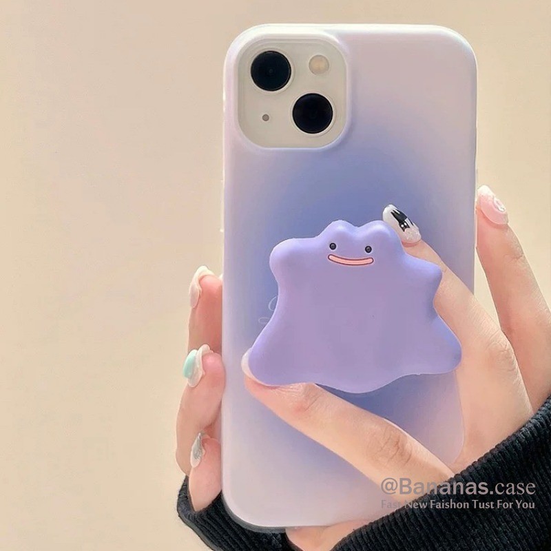Iphone 15 14 13 12 11 Pro Max X Xr Xs Max 7 8 Plus SE2020 เคสโทรศัพท์ Ins สีม่วง Smudging + Ghost Stand Clear Soft Cover