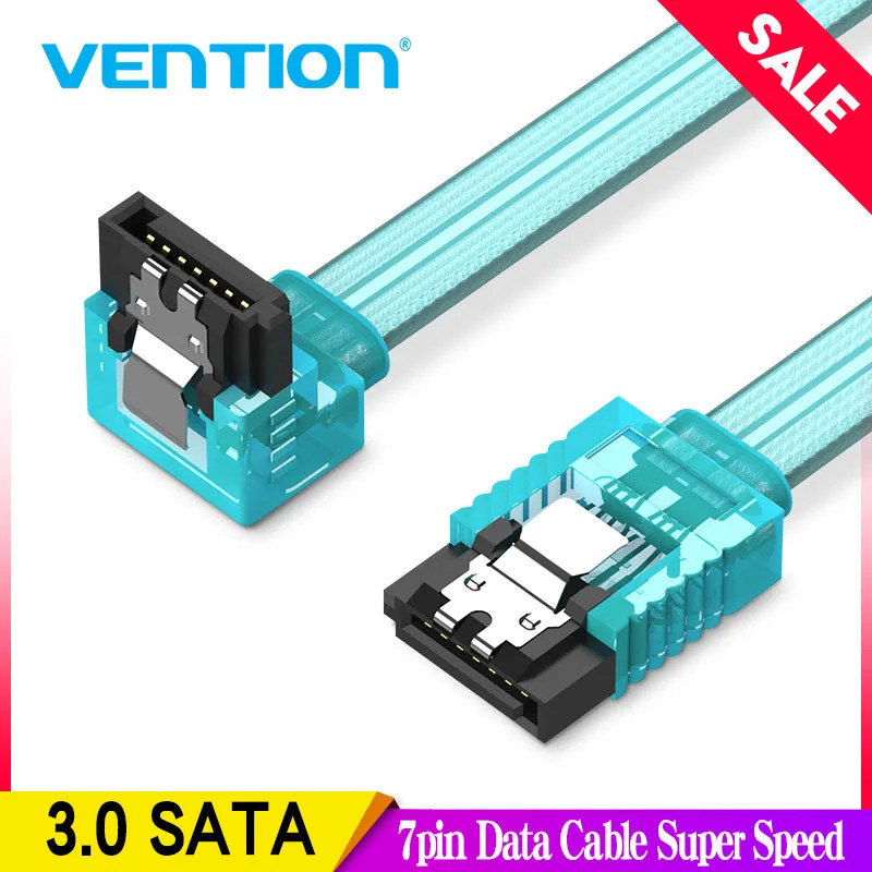 Vention Sata 3.0 7pin สายเคเบิลข้อมูลความเร็วสูง SSD HDD Sata III มุมขวาฮาร์ดดิสก์ไดรฟ์สําหรับ ASUS Gigabyte MSI เมนบอร์ด 0.5 ม.