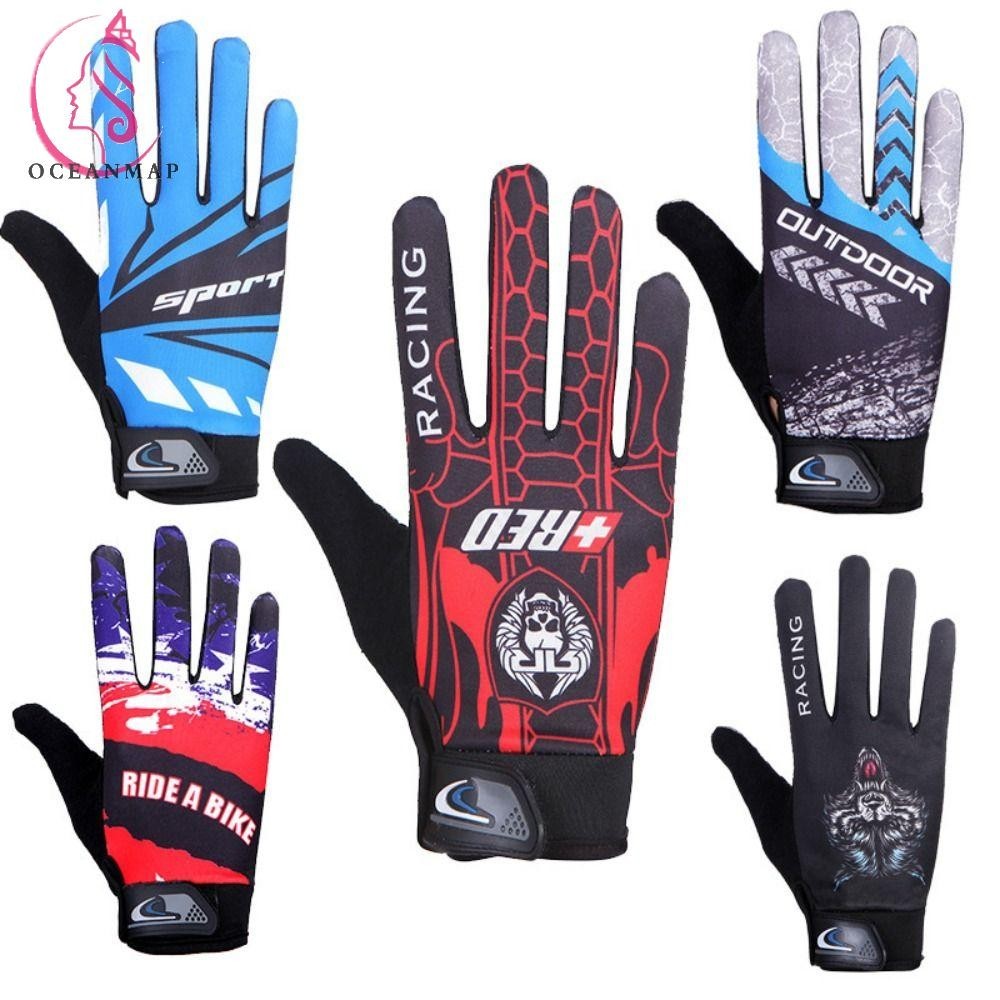 มหาสมุทร แผนที่ จักรยานเสือภูเขา ถุงมือขี่จักรยานอุปกรณ์จักรยานฤดูใบไม้ผลิ/ฤดูร้อนนิ้วยาวขี่ถุงมือจักรยานเสือภูเขาถุงมือวิบาก