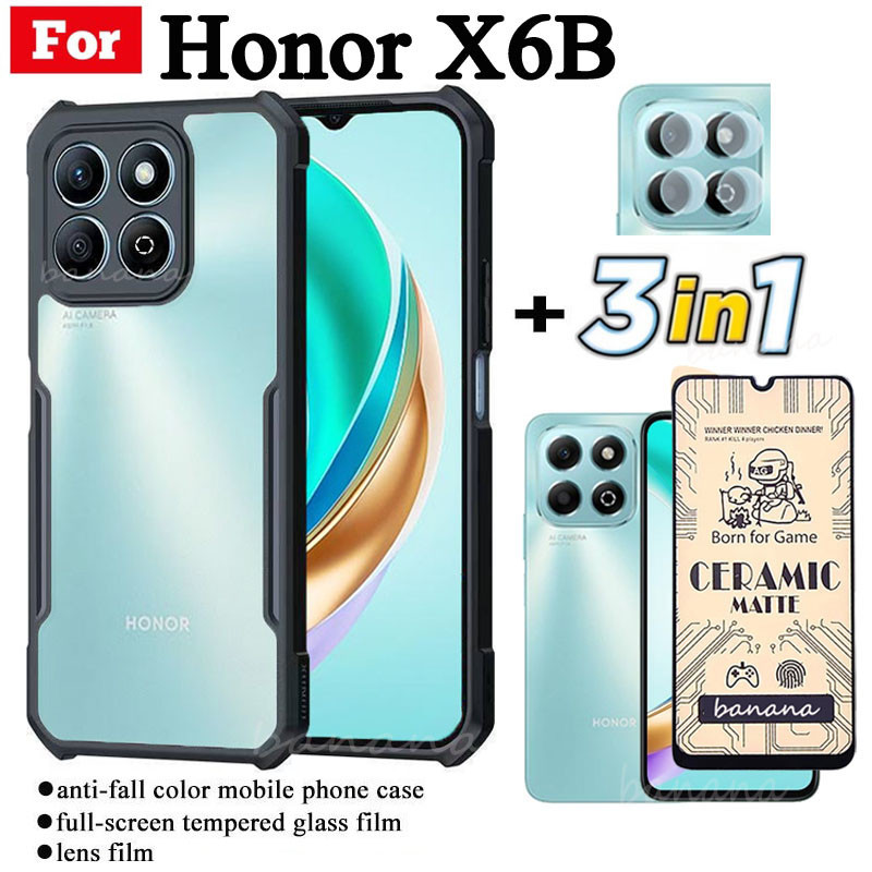 3 ใน 1 Honor X6B เคสโทรศัพท์กันกระแทกสําหรับ Honor X 6B X6 B ฟิล์มฝ้าเซรามิก + ฟิล์มเลนส์กล้อง