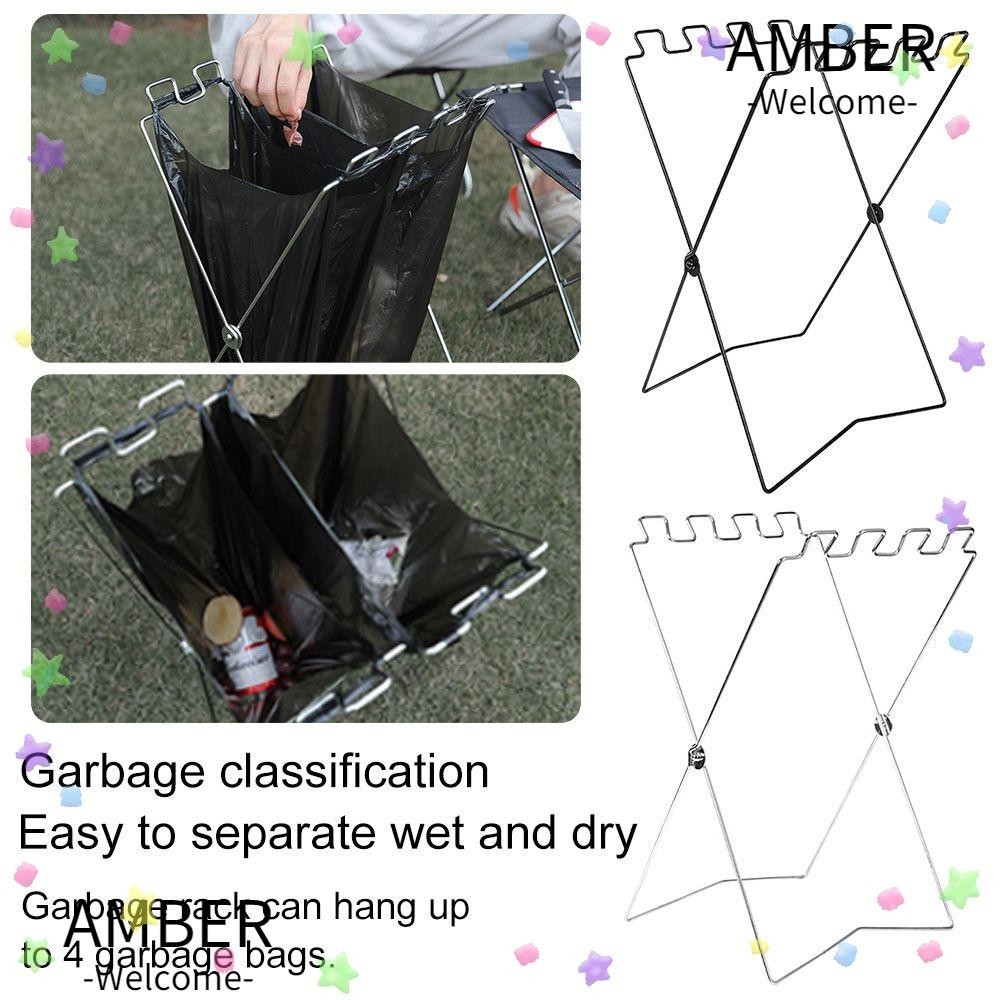 Amber โครงแขวนถุงขยะ แบบพกพา พับได้ สําหรับตั้งแคมป์