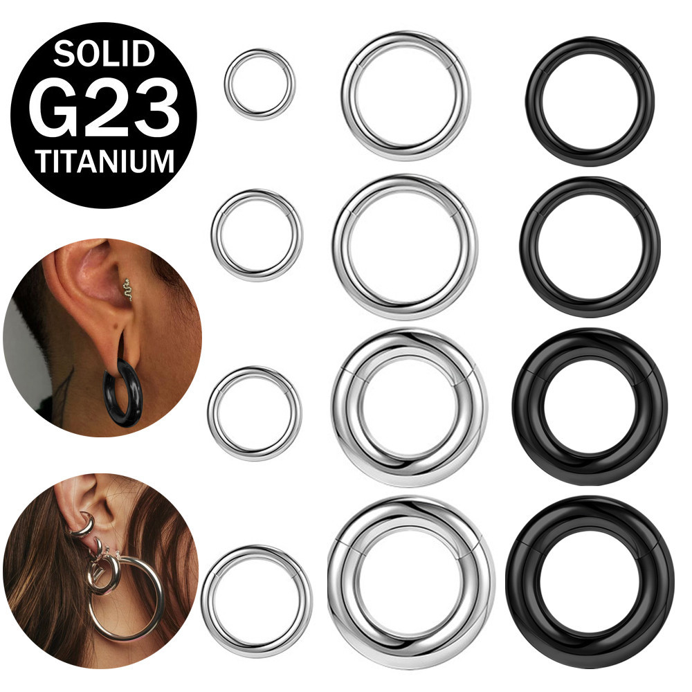 1 PC G23 ต่างหูไทเทเนียม 2/2.5/3/4/5/6 มม. Hoop ต่างหูสีดําหู Clicker ความหนาเจาะหู Punk Body เครื่องประดับ