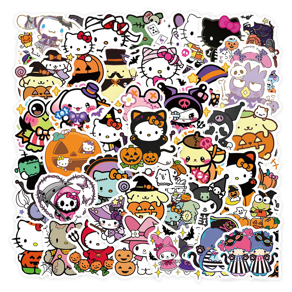 50 ชิ้น Sanrio การ์ตูนฮาโลวีนตกแต่งสติกเกอร์กันน้ํา PVC