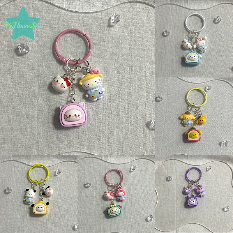 [BigHouseSea] Sanrio Anime Hello Kitty พวงกุญแจการ์ตูน Kawaii อบเชยสุนัข Kuromi Melody กระเป๋าเป้สะพายหลังจี้อุปกรณ์เสริมพวงกุญแจเด็กน่ารักของขวัญใหม่