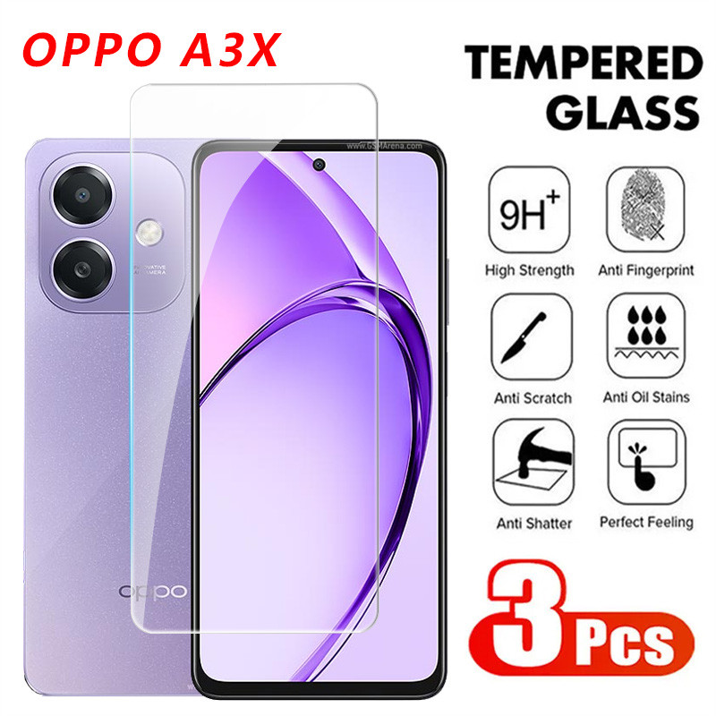 กระจกนิรภัยป้องกันหน้าจอสําหรับ OPPO A3X 5G 2024 กระจกใสเต็มรูปแบบฟิล์มสําหรับ OPPOA3X 3X 3X 3 X CPH2681 ฟิล์มกระจกใส