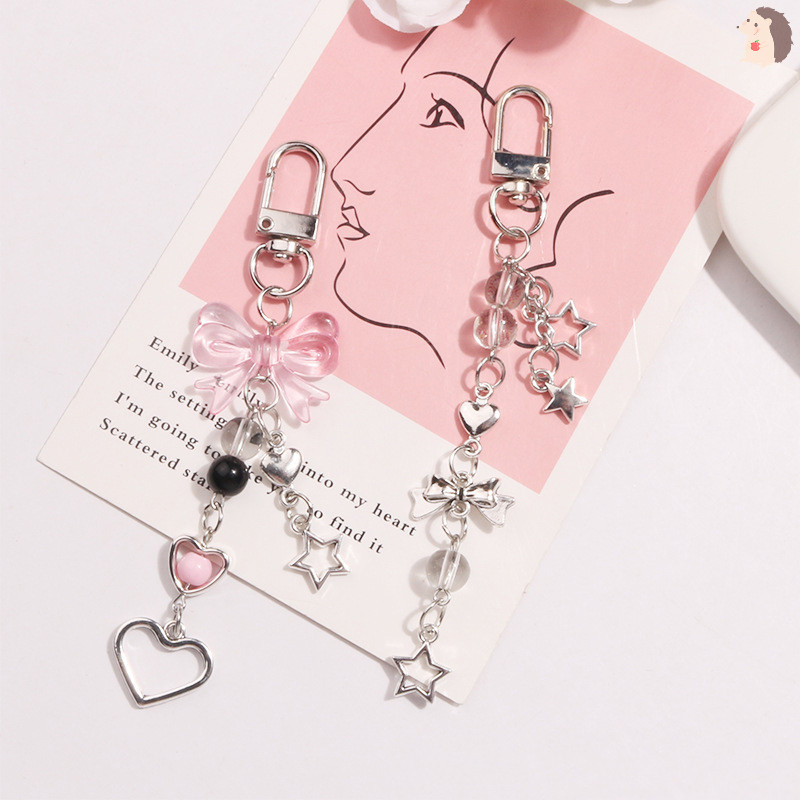 [IN] Goth โทรศัพท์ Charm Bow Heart Star พวงกุญแจจี้ Kawaii Key Chain กระเป๋าโทรศัพท์น่ารักอุปกรณ์เสริมสําหรับสาวผู้หญิงเครื่องประดับ TH