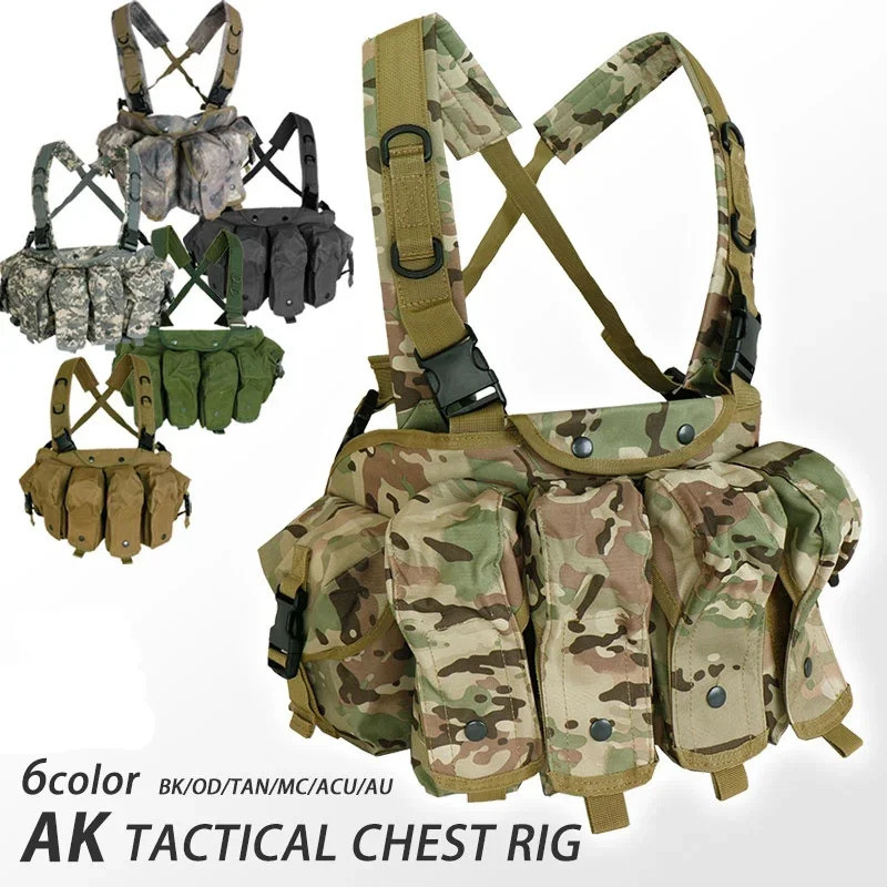 ยุทธวิธี Chest Rig AK 47 นิตยสาร Carrier กระเป๋า Camouflage CS Wargame Airsoft Paintball การฝึกอบรมการล่าสัตว์ Combat Assault Vest