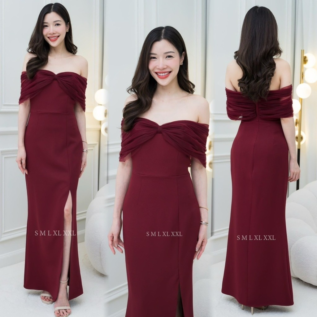 ชุดไปงานแต่ง เรียบหรู ดูแพง ชุดเดรส ชุดออกงาน NP036 เกรดพรีเมี่ยม เดรสยาว เกาะอกมุ้ง มีฟองน้ำ งานแต่งงาน ชุดราตรี Dress - รูปที่ 2