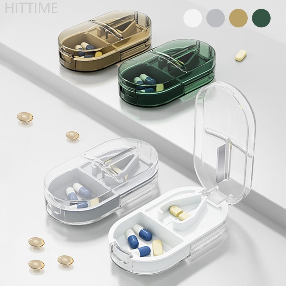 Hittime กล่องยาแบบพกพายา Splitters เครื่องตัดกล่องยา Mini กล่องเก็บ Pill แท็บเล็ตเครื่องตัดยาแบ่งกล่องเก็บยา D9M4