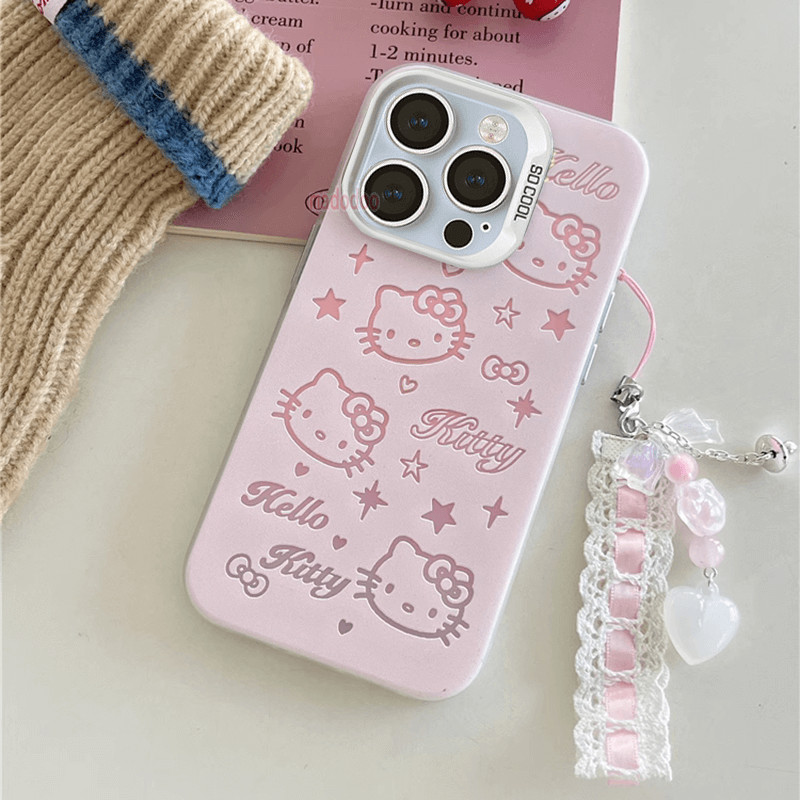 เคส Fashion Cute Kitty Pretty Lace Pink Ribbon Bow Chain Redmi Note 14 14S 13 Pro+ 12 11S 11 10S 9T 