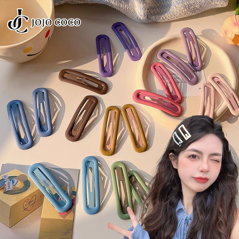 Jojo COCO Macaron Matte Square Hairpin สําหรับผู้หญิงที่มีผมม้าอเนกประสงค์และผมหัก Bb คลิปเครื่องประดับผม