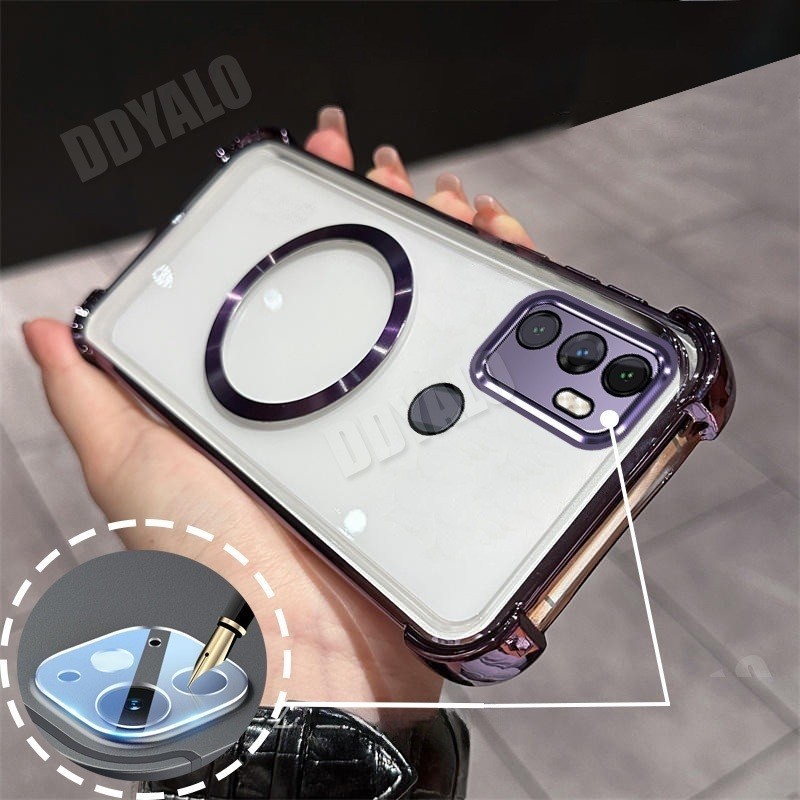 พร้อมฟิล์มเลนส์AirbagปลอกสําหรับOPPO A53 2020 A33 เคสโทรศัพท์แบบนุ่มพร้อมแม่เหล็กดูดโปร่งใสกันกระแทกฝาหลังใส