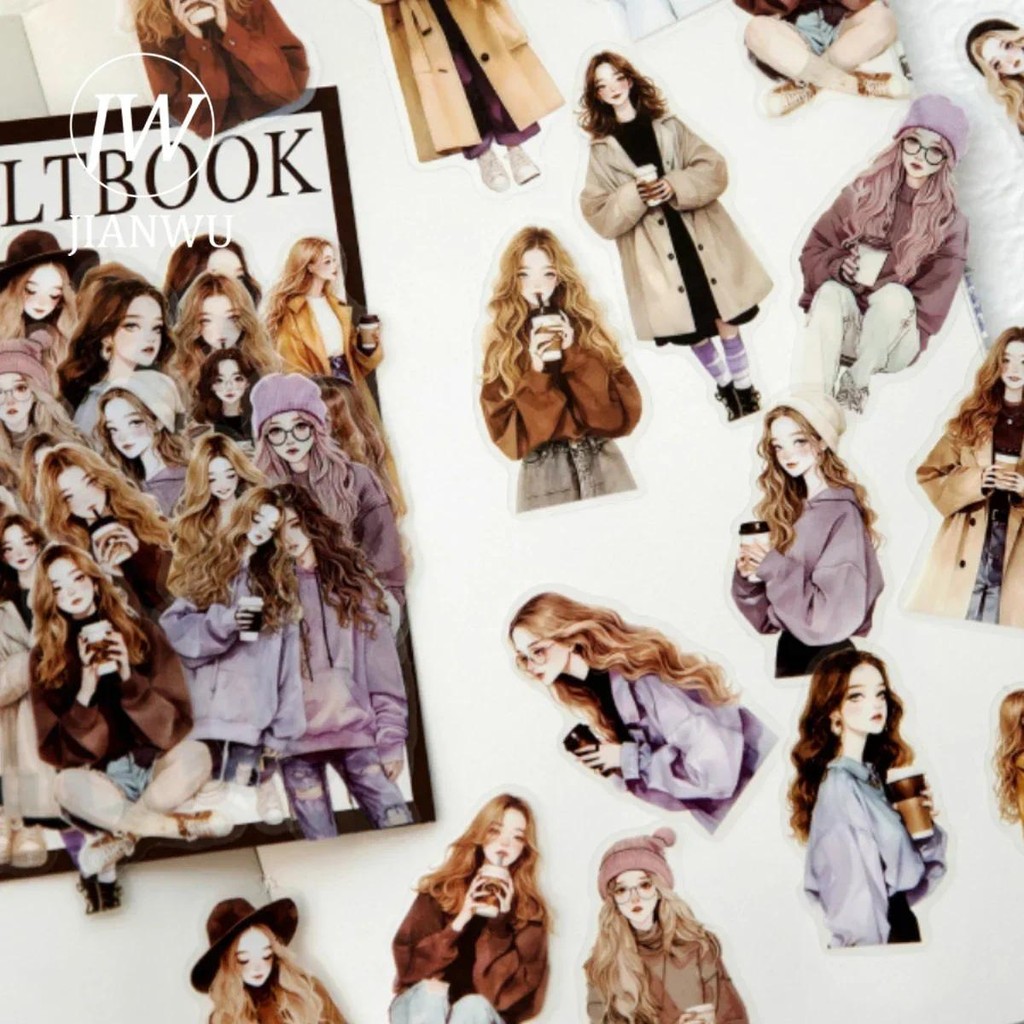 Jianwu เกลือคู่มือ Series Vintage Girl ตัวอักษรวัสดุ Collage PET สติกเกอร์ Creative DIY Journal Scrapbooking เครื่องเขียน