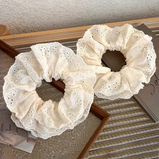 Lace Cutout High Stretch Scrunchie ผู้หญิงลูกไม้ยางรัดผมเครื่องประดับผม