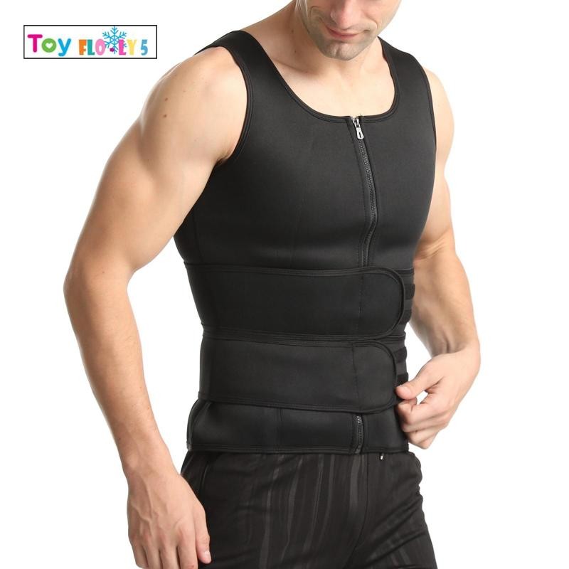 [Flurishroly5] ชุดซาวน่า Neoprene สําหรับผู้ชายเสื้อกั๊กเอวซิป Body Shaper พร้อม