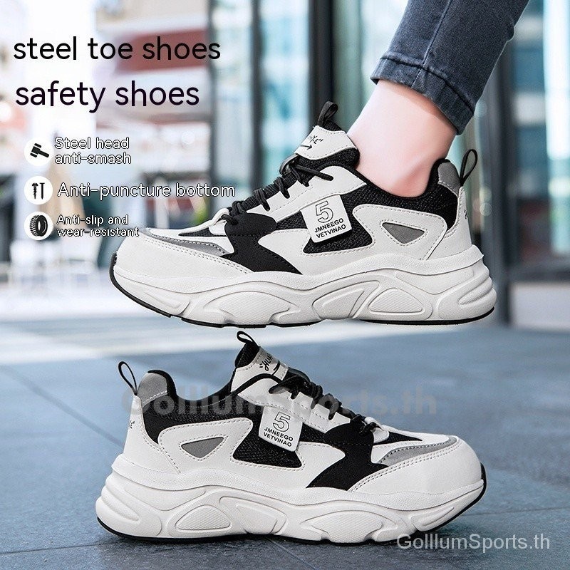 รองเท้าเซฟตี้สุภาพสตรี Anti-smashing Anti-stab รองเท้าหัวเหล็กรองเท้าทํางาน Soft Sole Breathable น้ําหนักเบาสบายยืนยาวไม่เหนื่อยรองเท้าสามหลักฐานรองเท้าทํางานป้องกัน