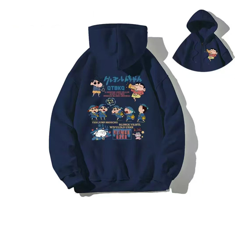 การ์ตูนฮอร์นเครยอนชินจังพิมพ์คู่ฤดูใบไม้ร่วง/ฤดูหนาวซิปคาร์ดิแกนเสื้อกันหนาวหมวกแฟชั่นเสื้อกันหนาวหมวกเกาหลีด้านบน - รูปที่ 7